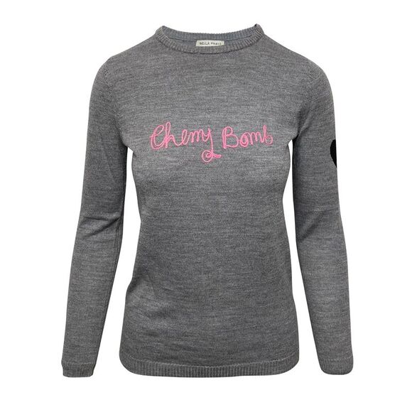 Bella Freud Cherry Bomb Sweater in Grey Wool